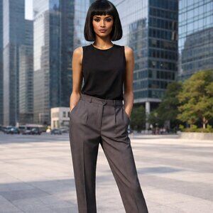 NWT VINTAGE FABER CAPPUCCINO WOOL MIX  STRETCHY THIN ELASTIC TROUSERS